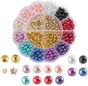DIY perlesæt. CCB perler i 16 farver/designs. 6-8 mm. 540 stk.